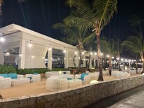 Seaside restaurant at night