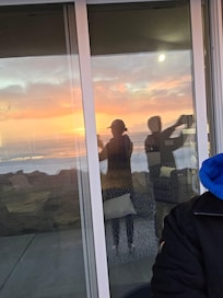 Enjoying the waves and gorgeous sunset from back patio area.