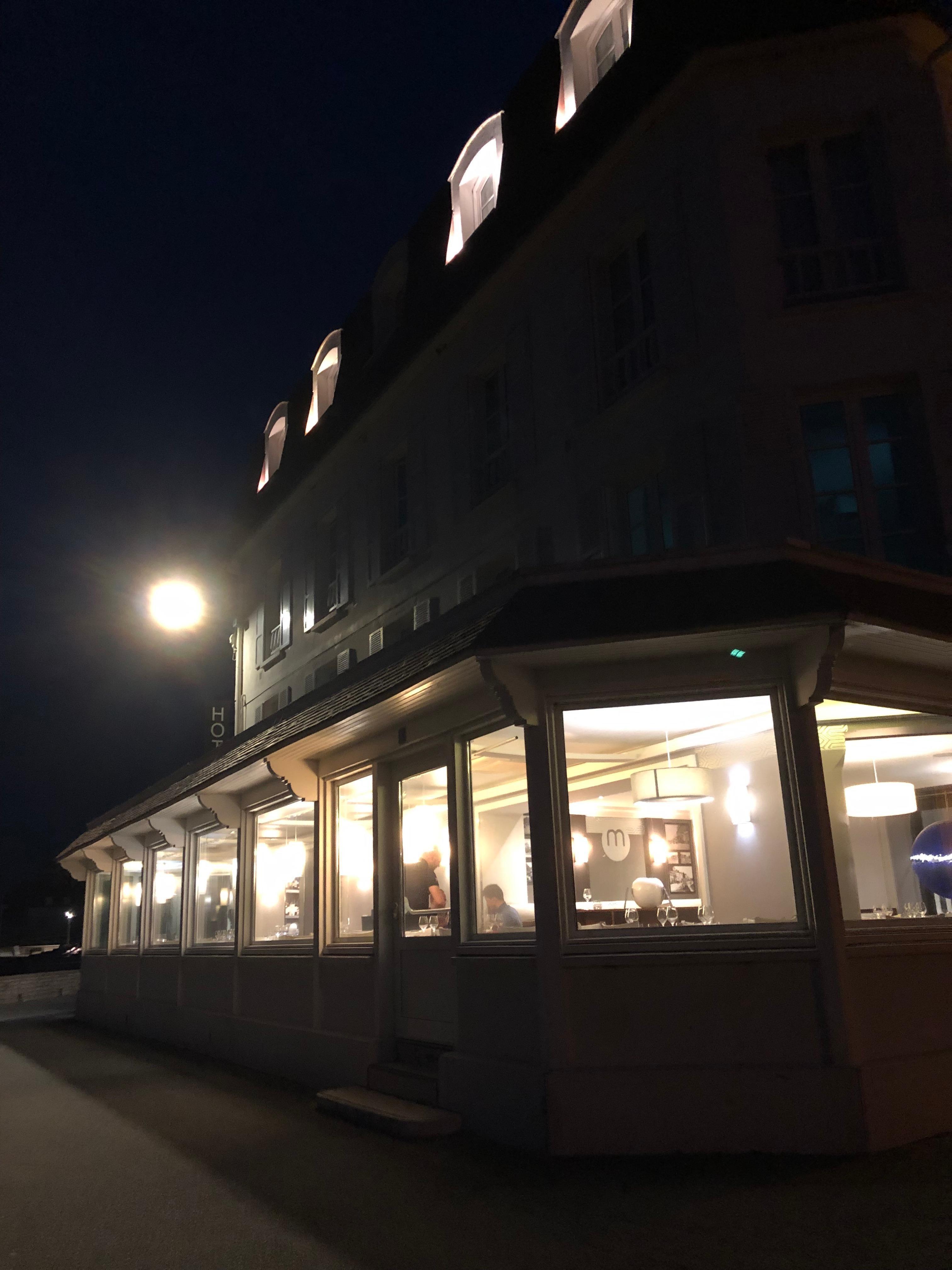 Hotel exterior, night