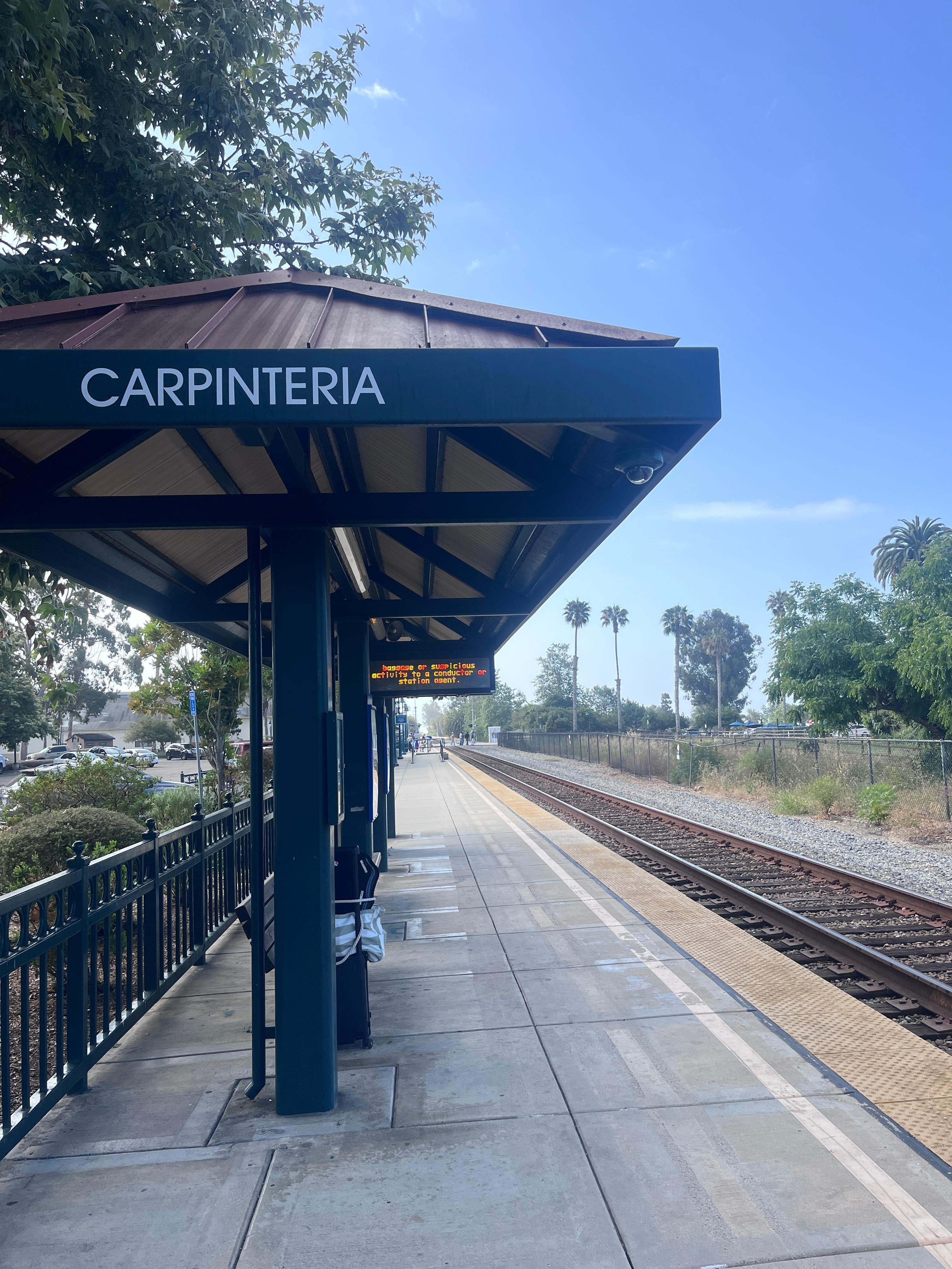 Train Station (Pacific Surfliner) 20 min to Santa Barbara $8 one way. 