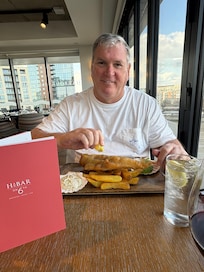 Fish and chips! Dinner in the hotel restaurant.