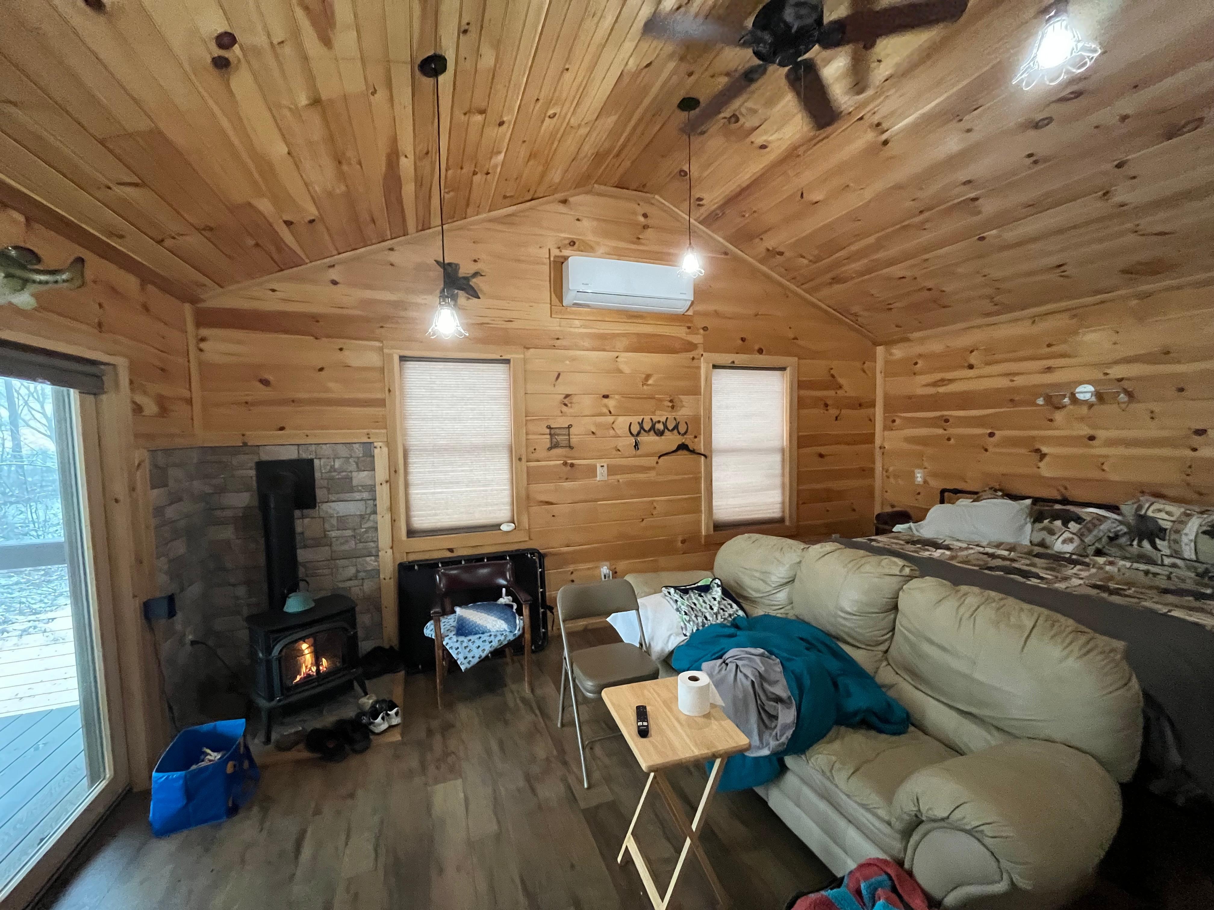Bed and living room area. Perfect for two.