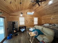 Bed and living room area. Perfect for two.