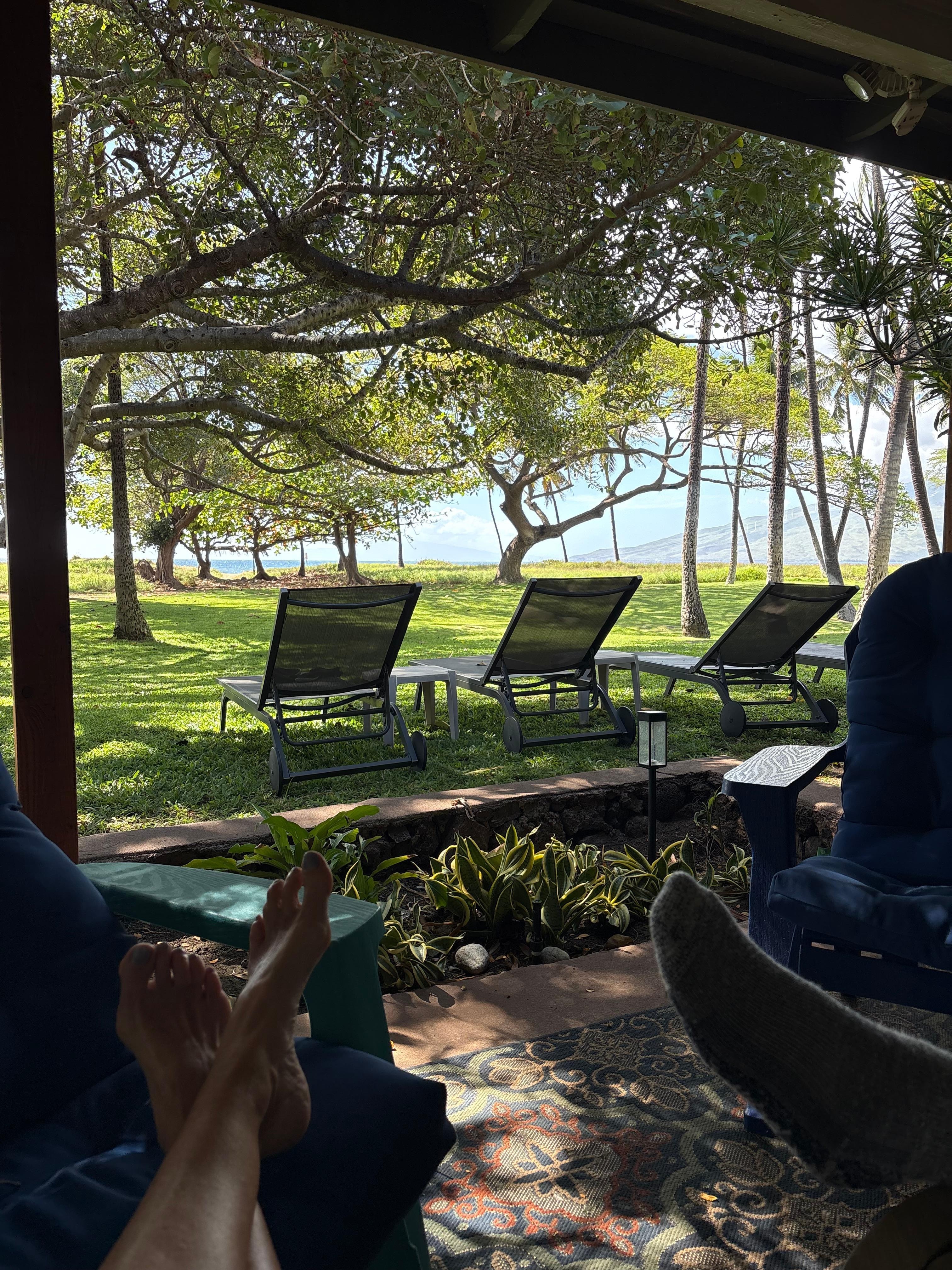 View from patio to beach 