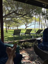 View from patio to beach