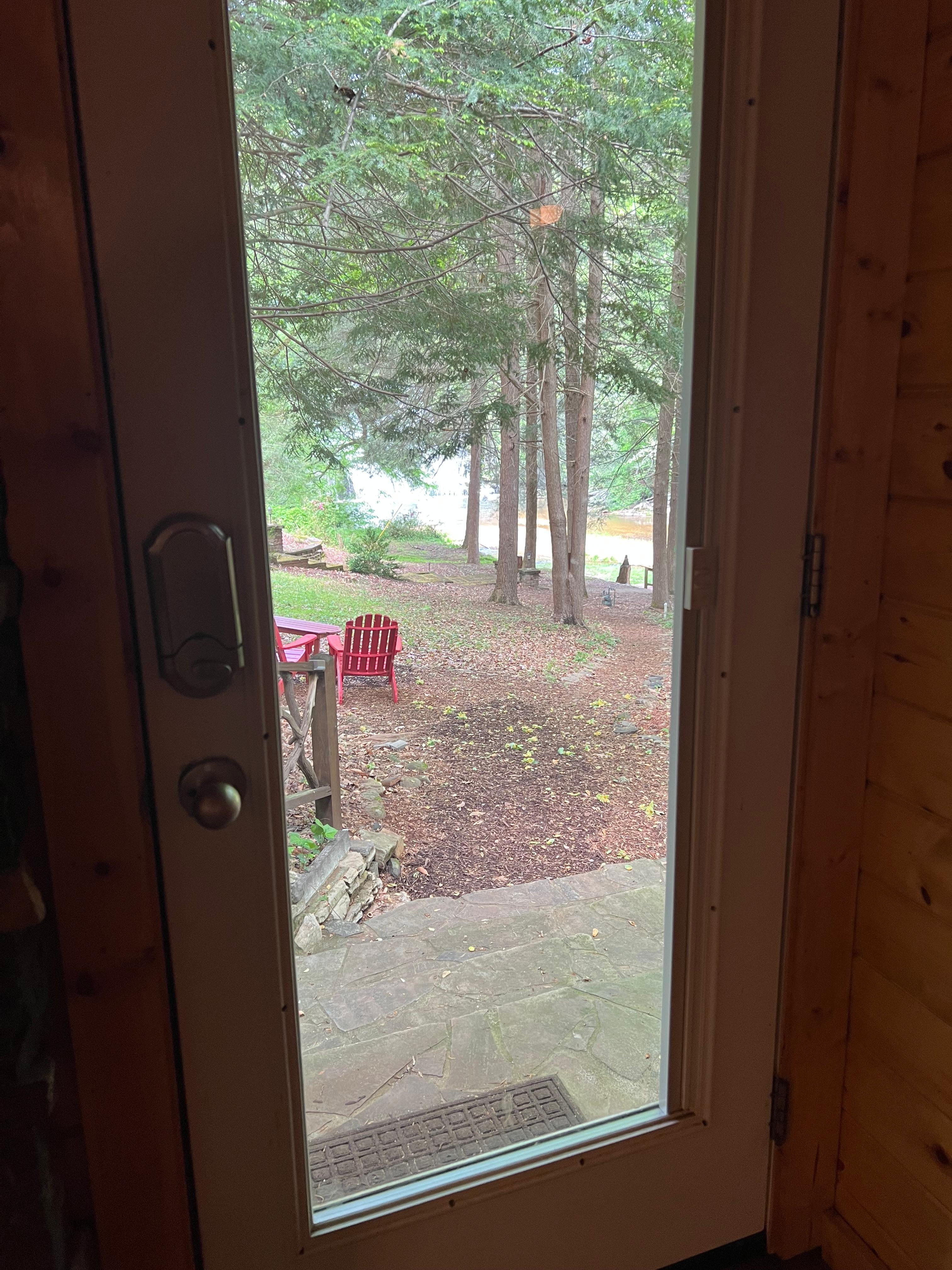 View from the living room out to the waterfall