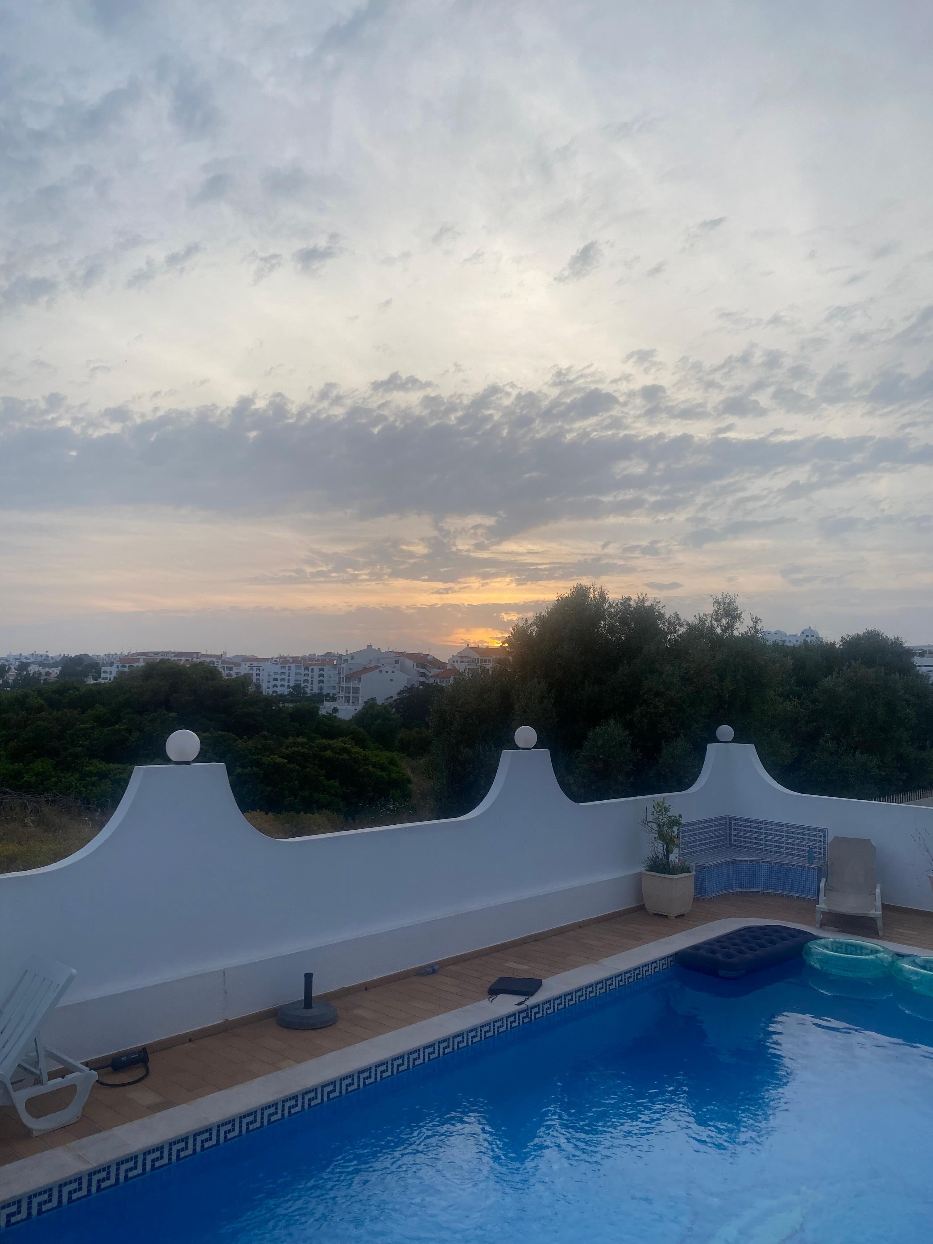 Sunset from the swimming pool view