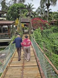 Walking with my 94 years old dad cross the bridge
