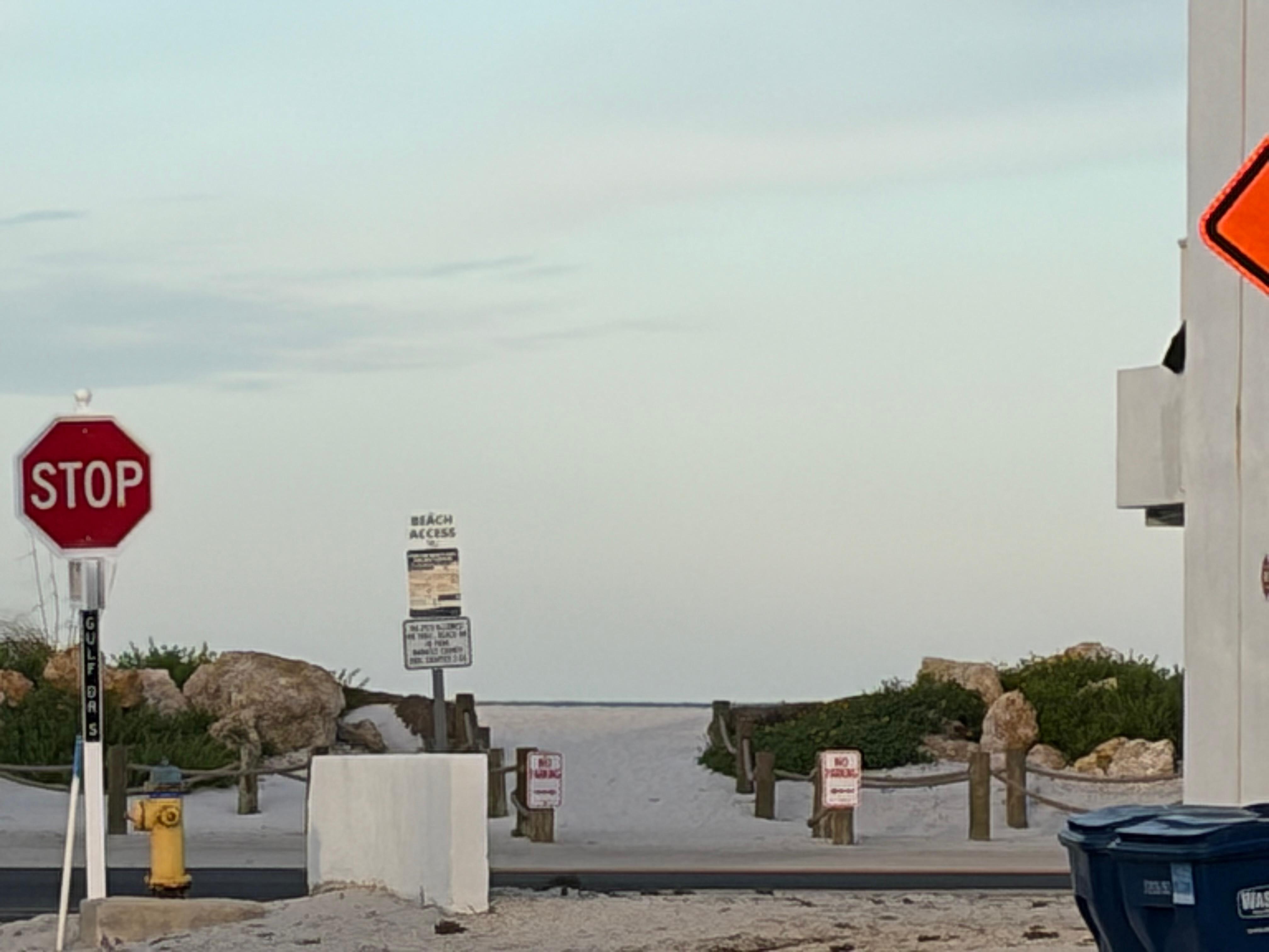 Beach entrance from just down street from the courtyard entrance (less than one minute walk)