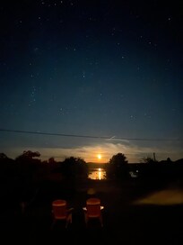 Moonrise and a meteor from the front deck 😍