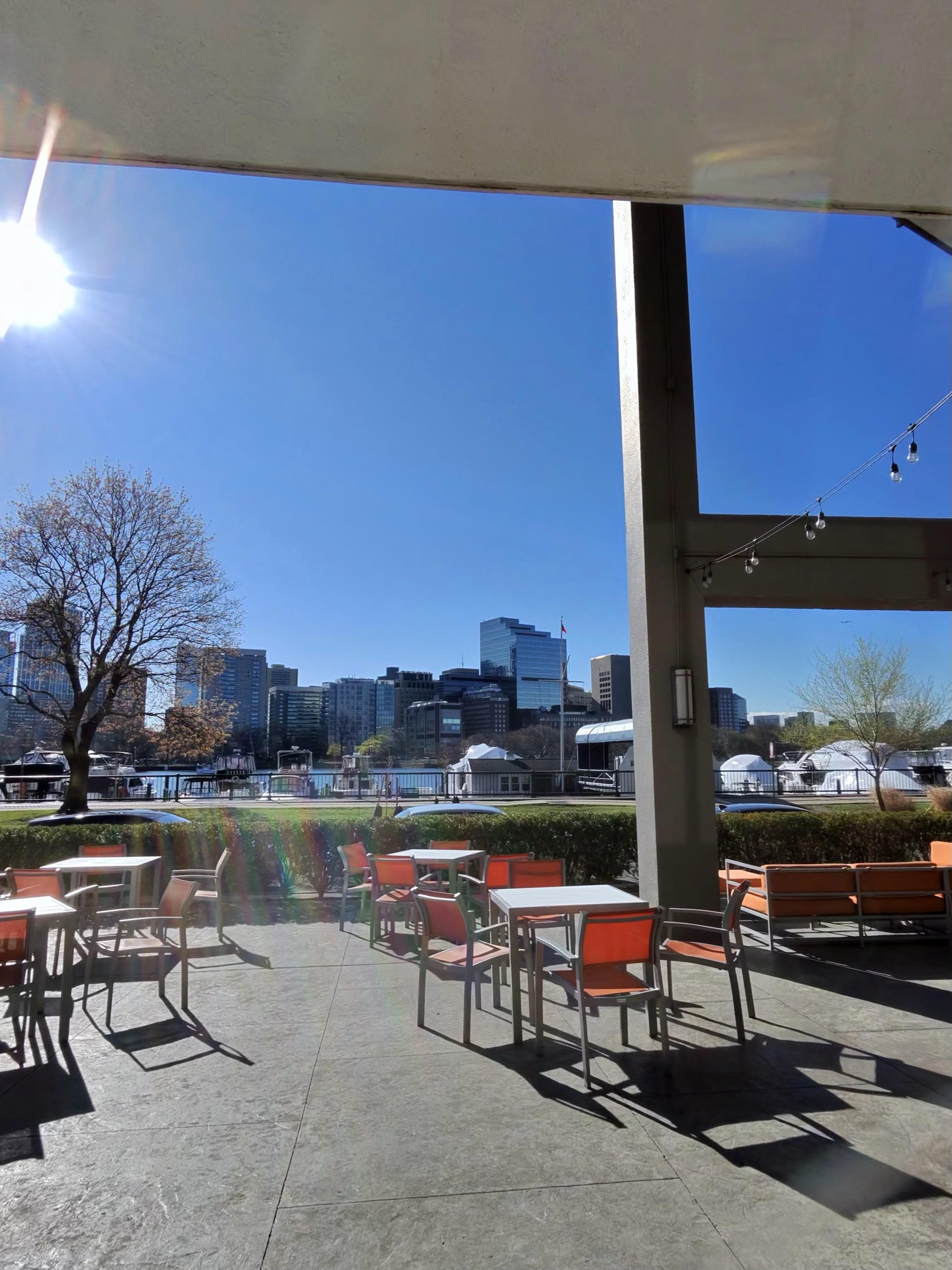 Area where you can eat and enjoy the Charles River