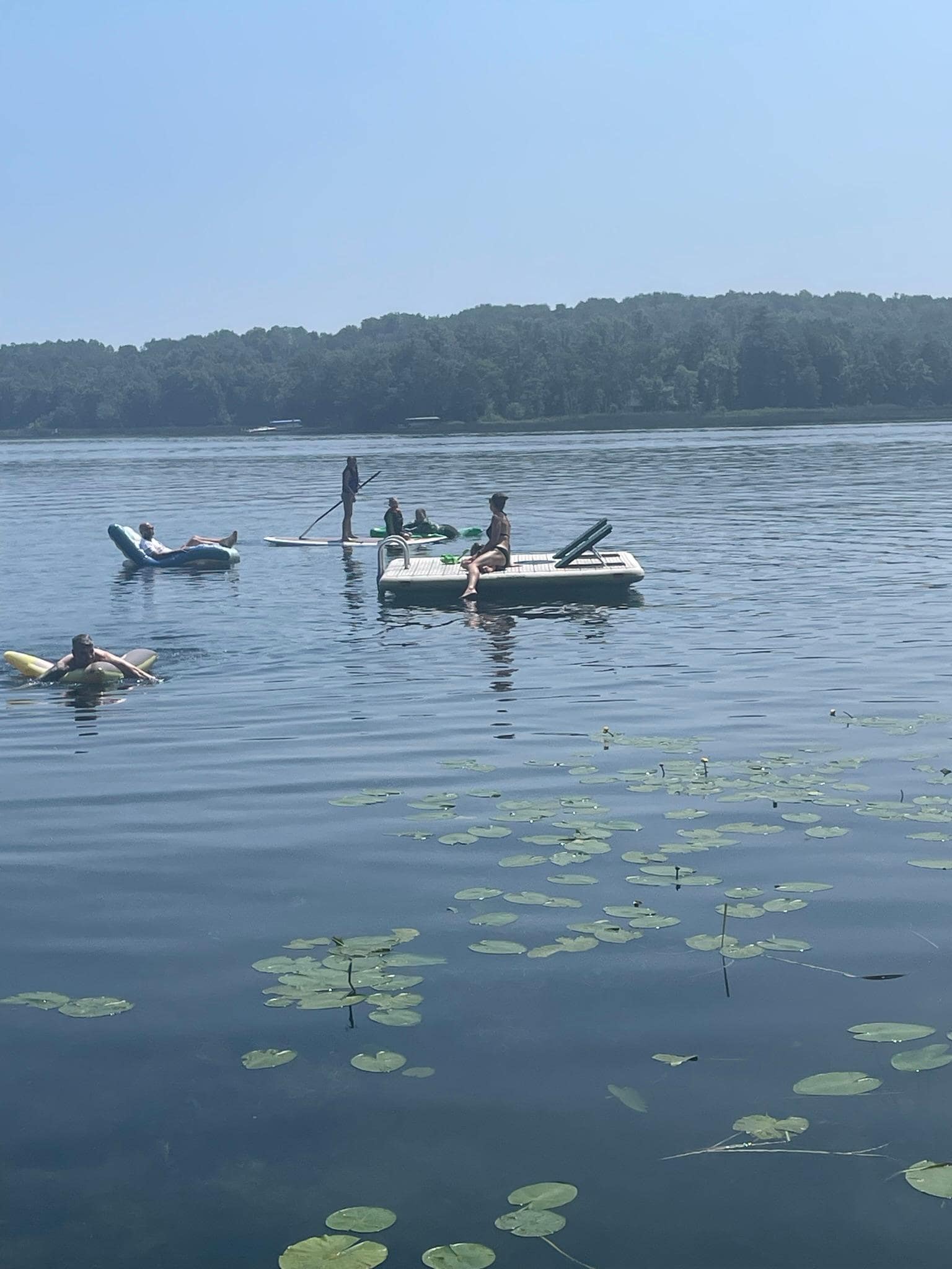 Swimming in the lake. 