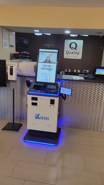 What greets you after a long drive. A badly designed kiosk! Hospitality?.