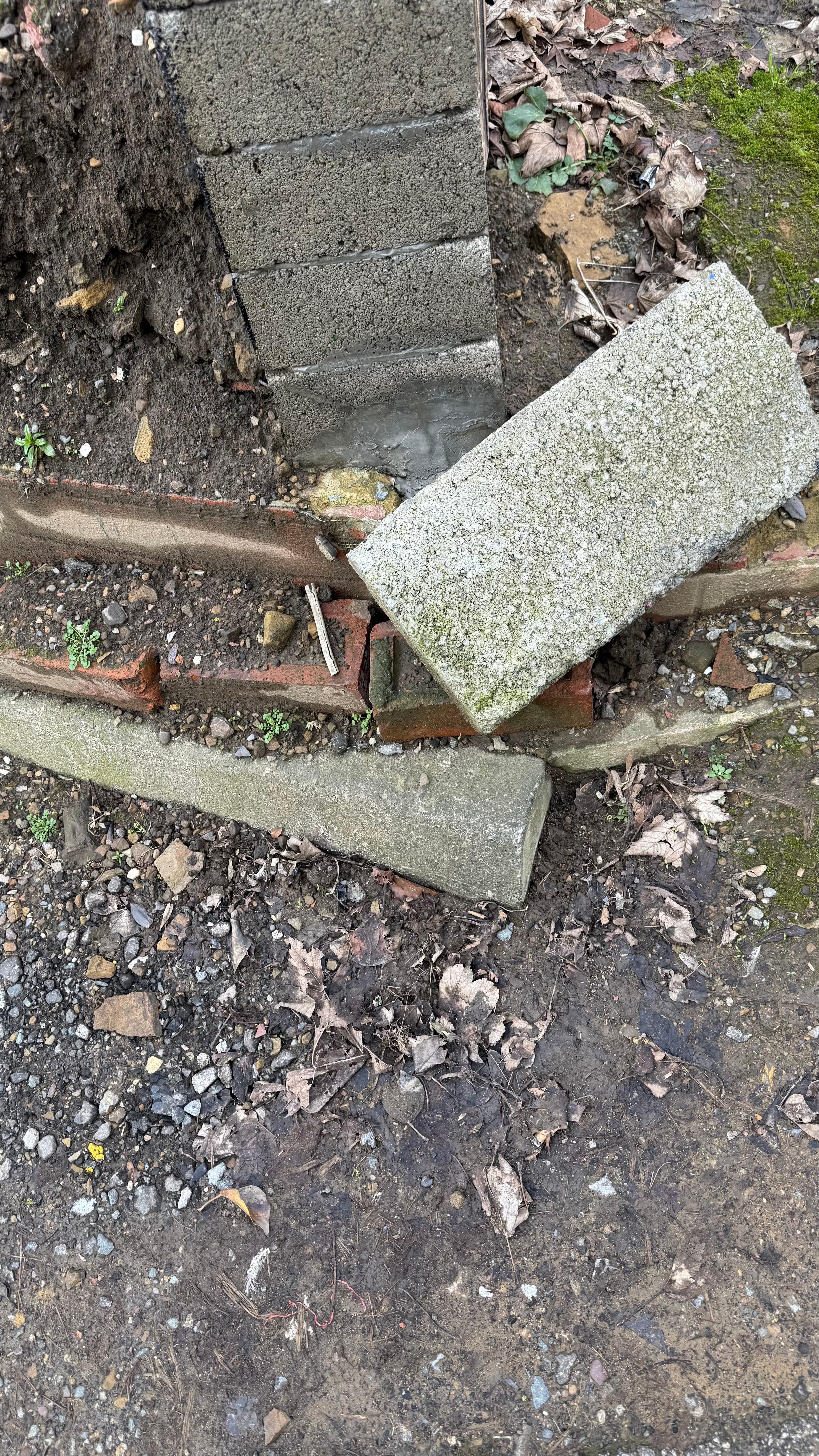 Sidewall to access stairs damaged