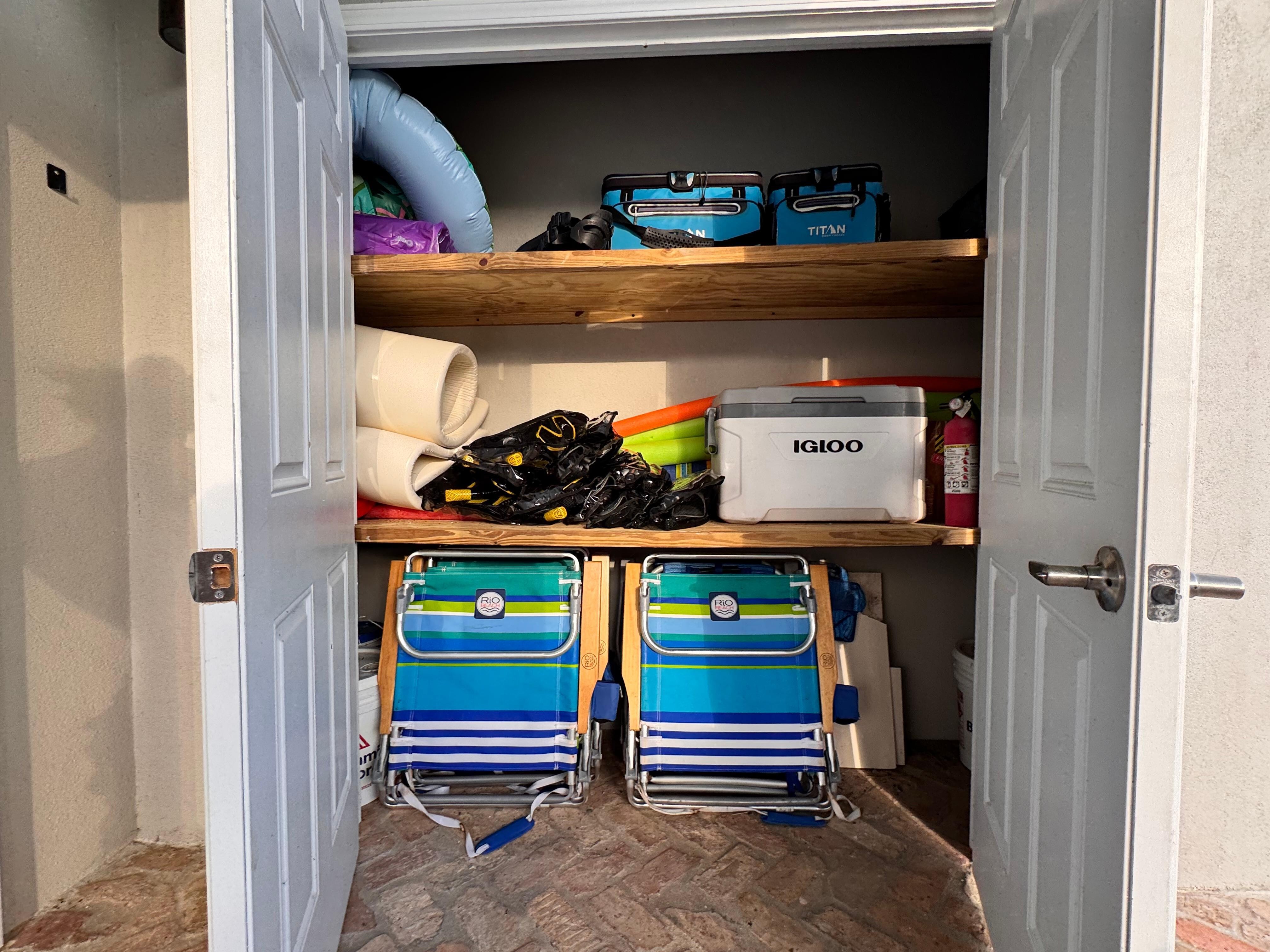 Patio Closet stocked with all the beach items you could want