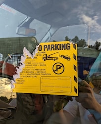 Sticker on the Penske Truck which was placed there on Sunday afternoon.