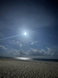 This was my view at night from the beach just in front of the condo.
