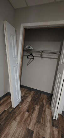 Closet with missing door.