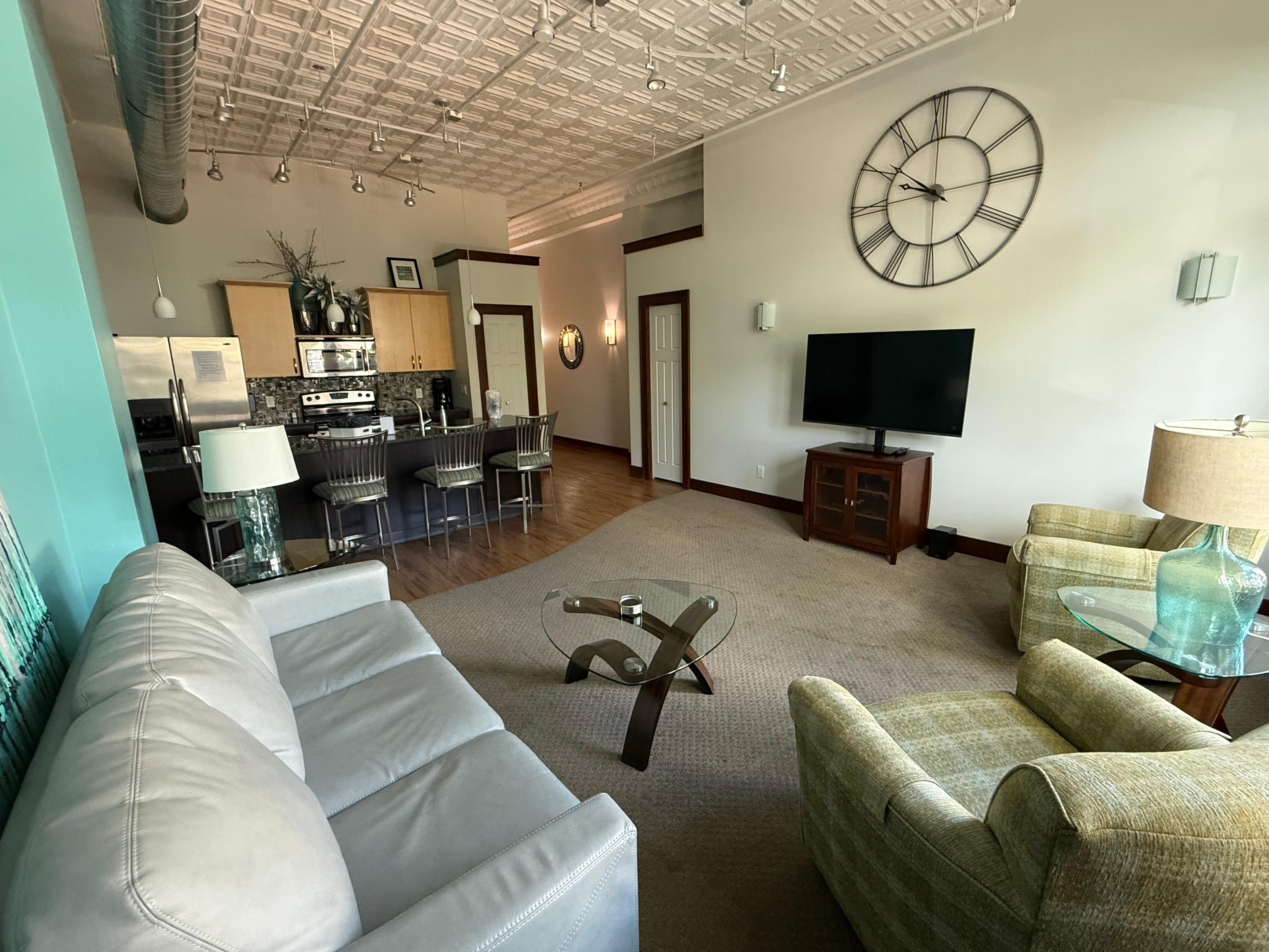 View of living area and kitchen