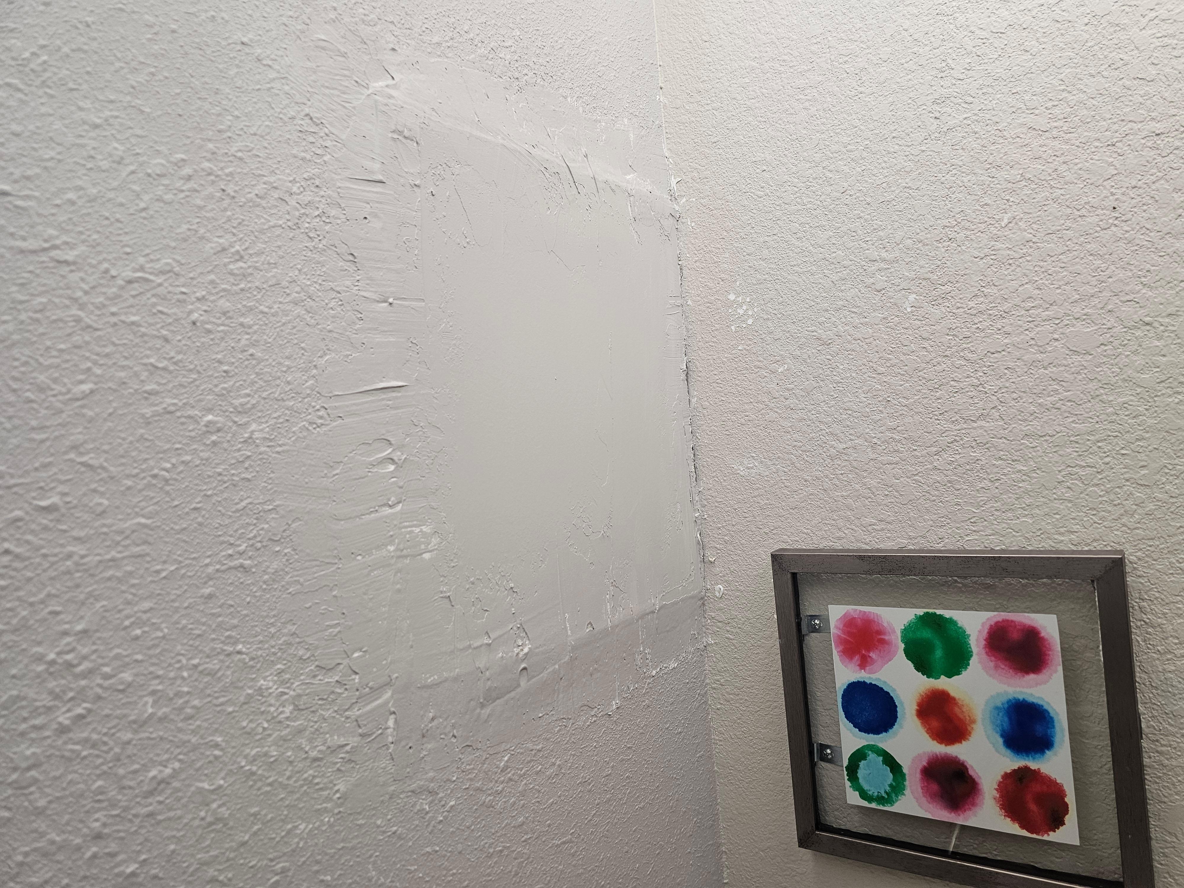 Repaired ceiling in bathroom