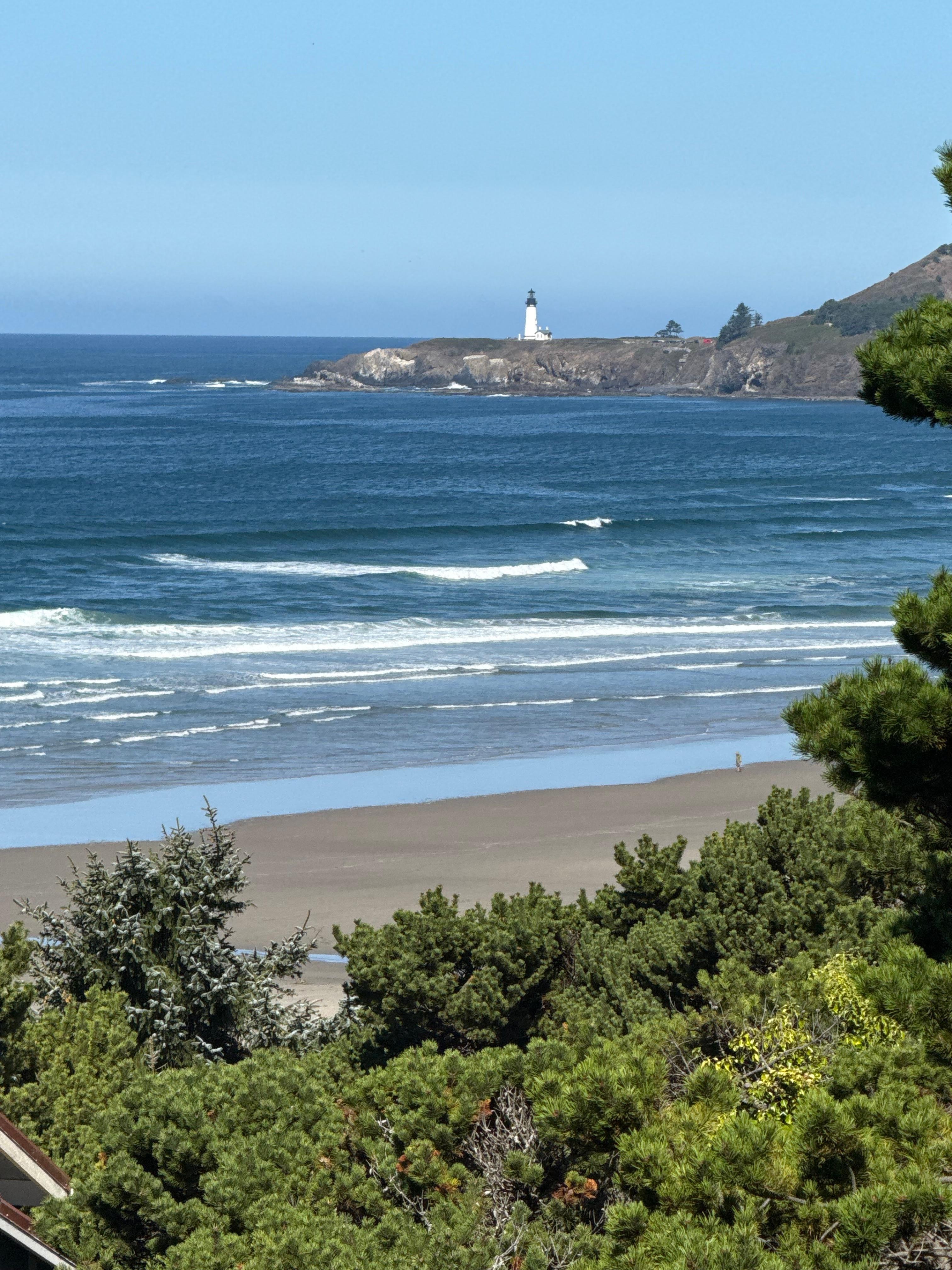 View of Yaquina Bay lighthouse from the deck 