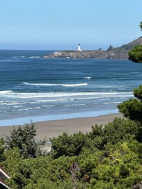 View of Yaquina Bay lighthouse from the deck