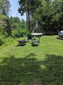 Fire pit at cabin