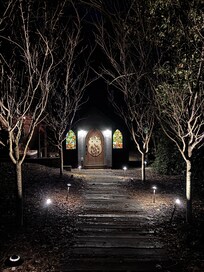 Gorgeous lighting adds to the feeling of being in an enchanted place right in the heart of Alpharetta