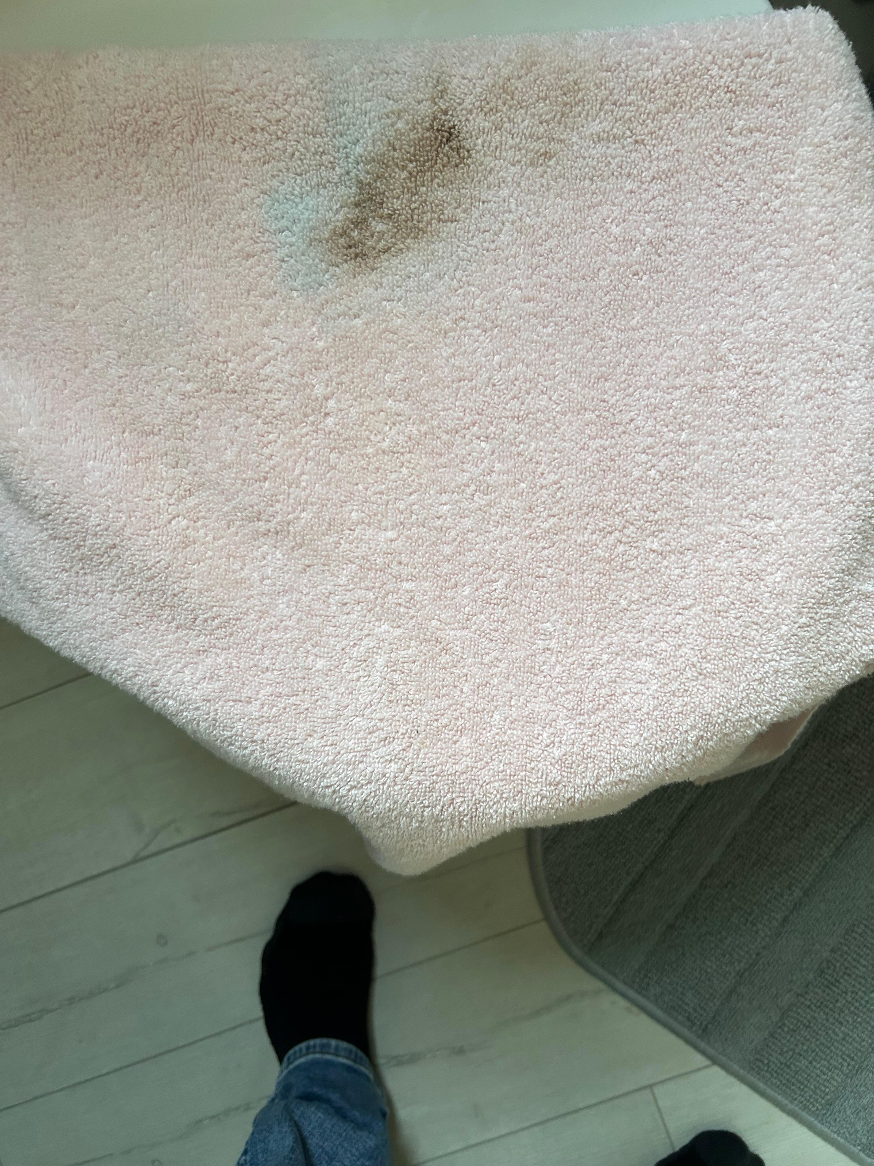 Stained bath towel