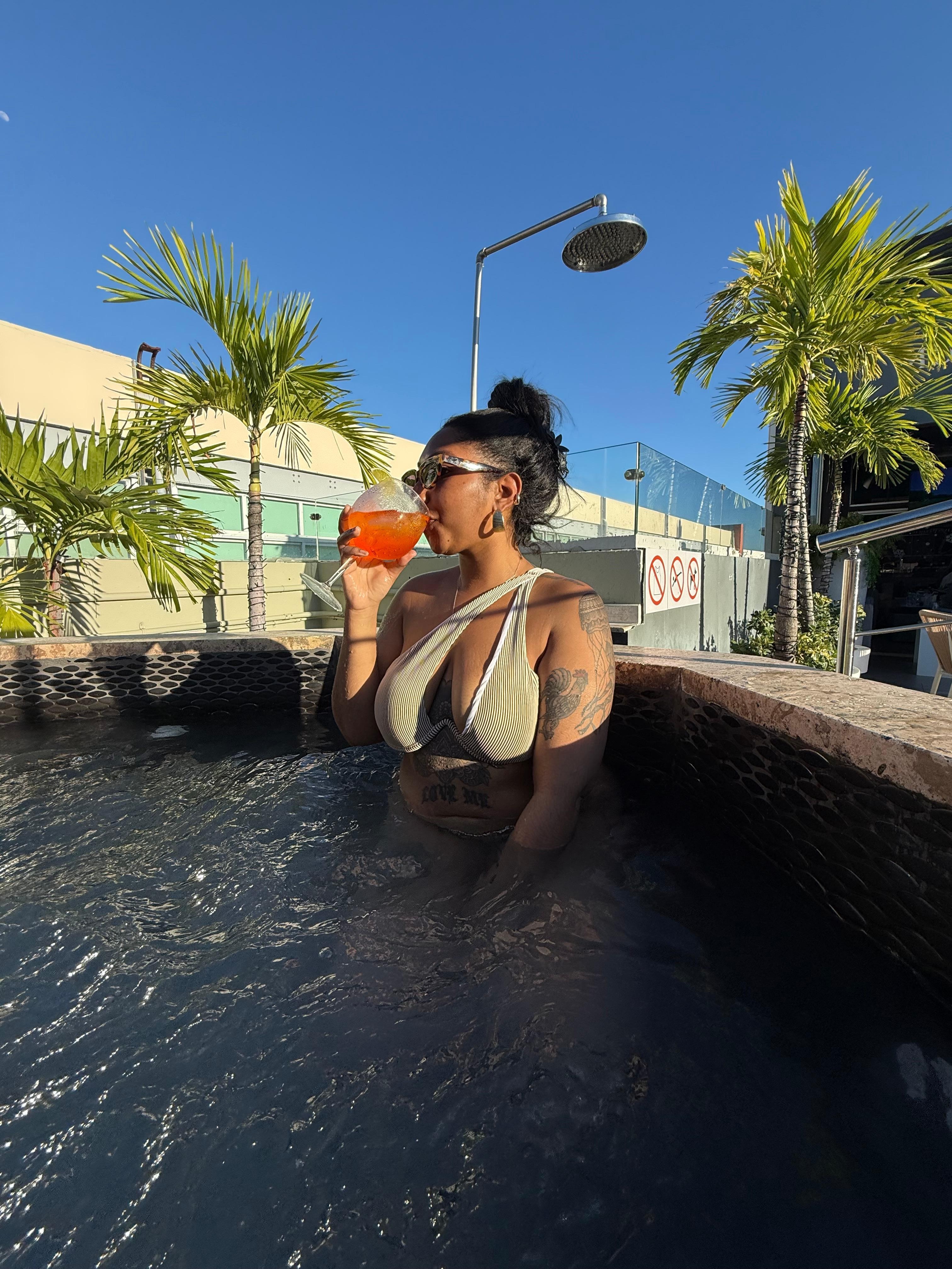 Hanging at the hot tub 