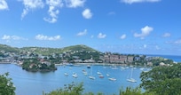View of Cruz Bay from trail to Honeymoon Beach