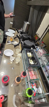 Spills not cleaned up.