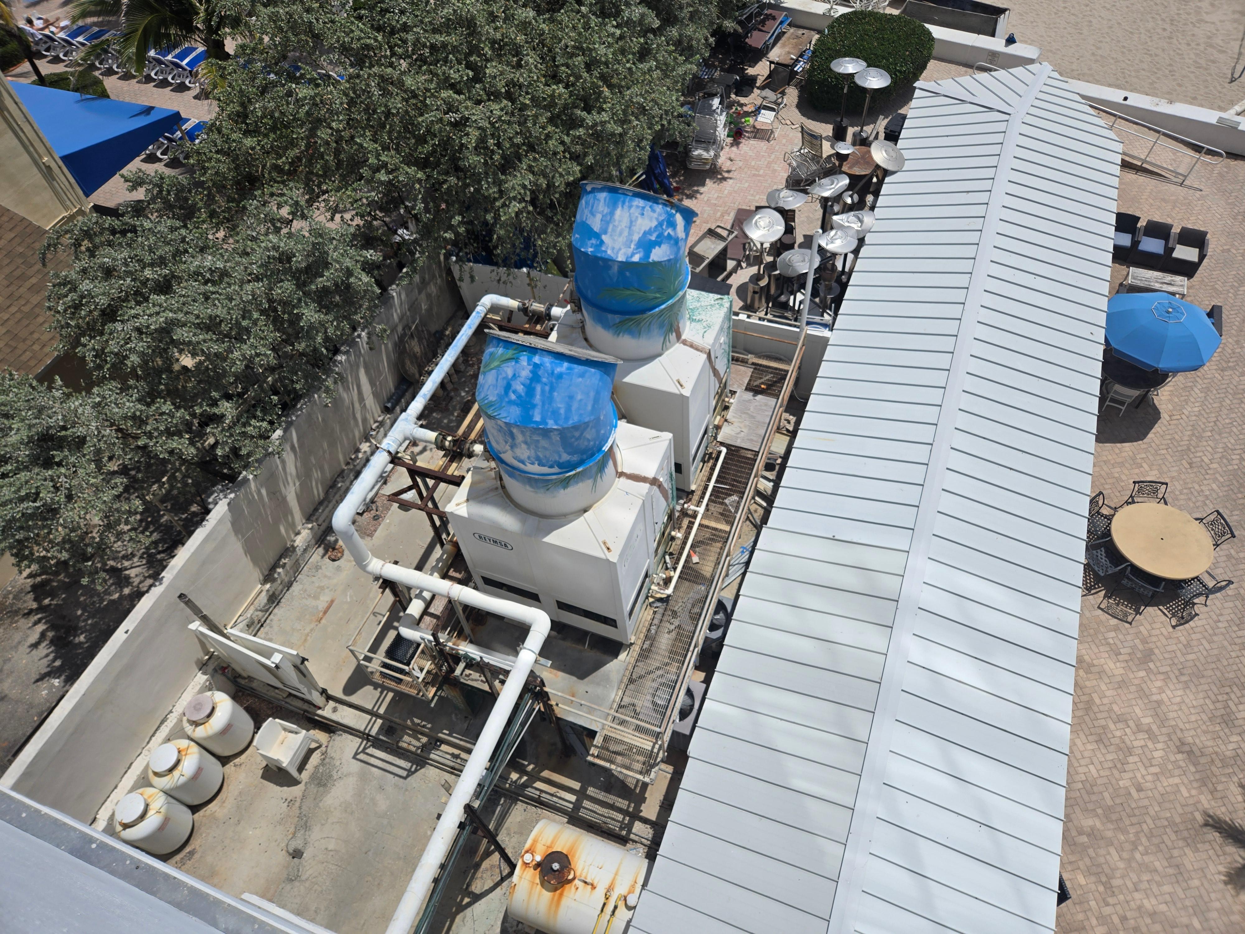 exhaust fan 3 stories down. limits your ability to listen to the music from the tiki bar or hear the waves