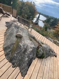 The rock and the
scribing - with quite
a view.