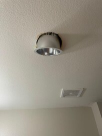 Light hanging in restroom