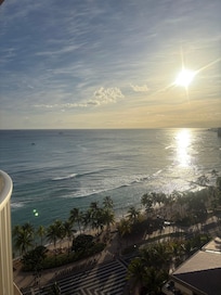 View from the balcony looking at Waikiki beach