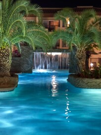 Pool & Hot Tub at night.