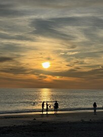 A view of the beach/sunset from our balcony.