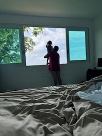 View from inside master bedroom showing sliding window