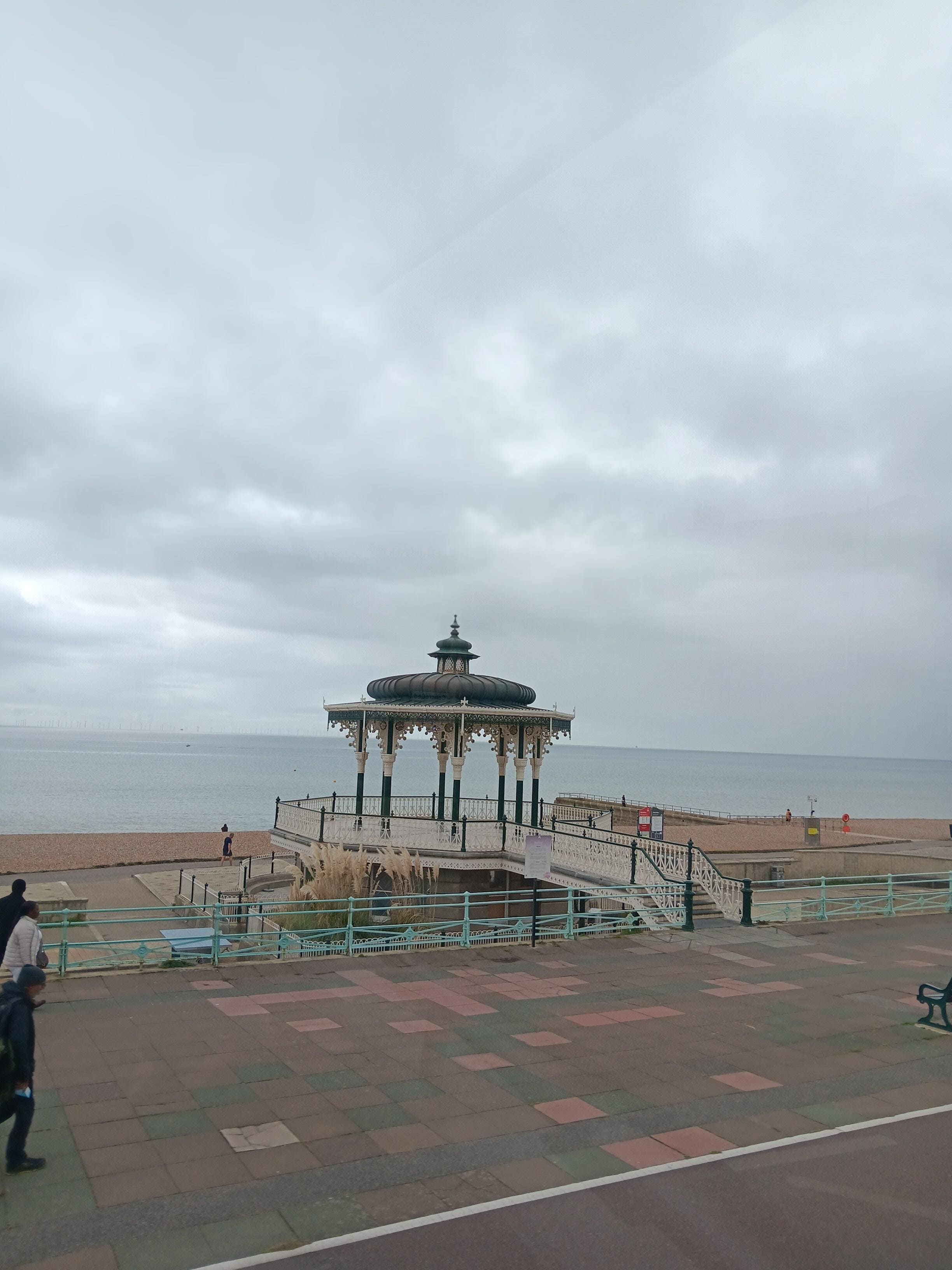 The bandstand on the seafront across the road.