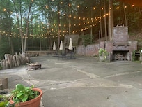 Patio behind lodge