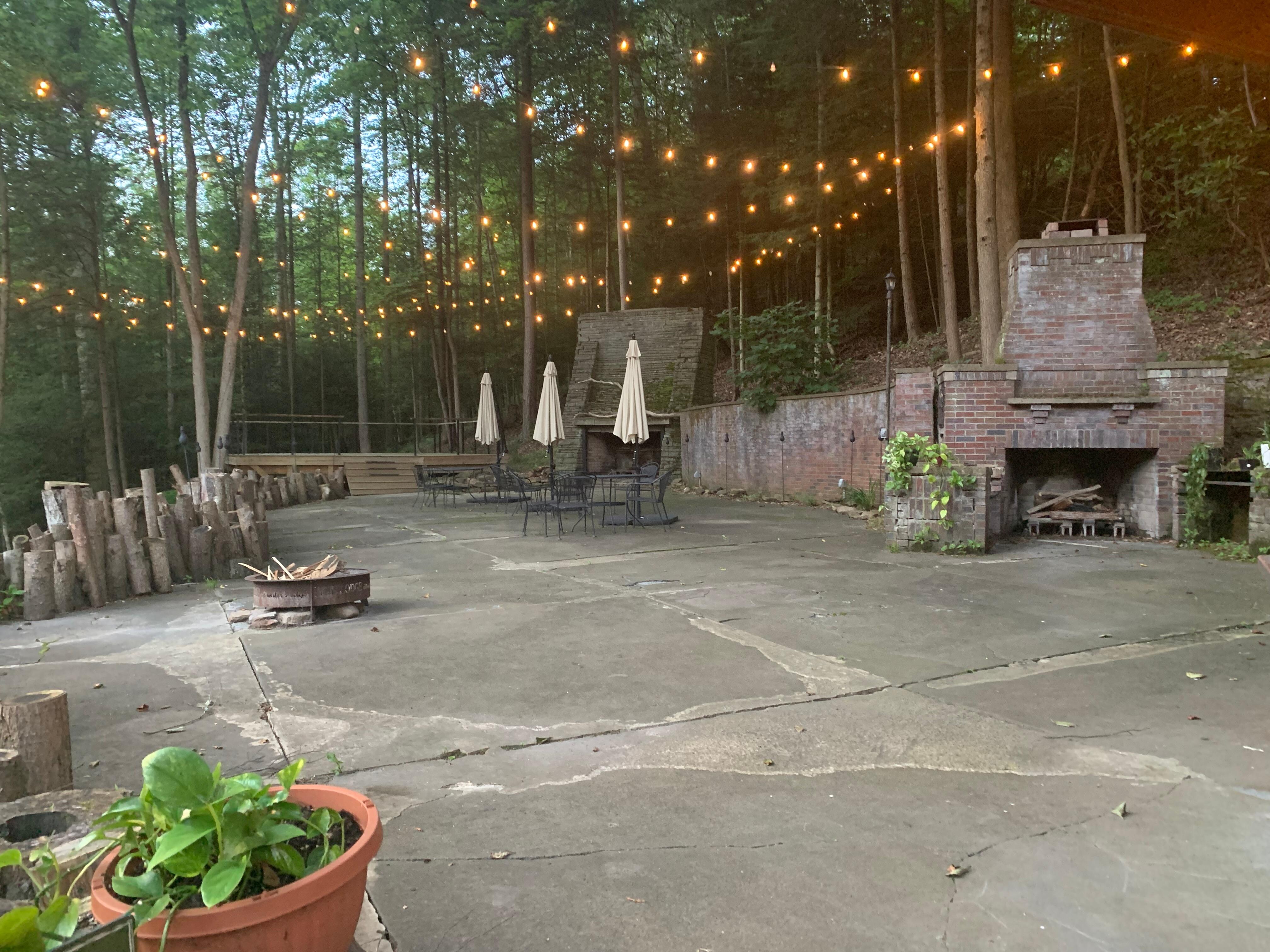 Patio behind lodge