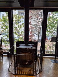 Nice fireplace in the lobby tha will be lighted at night.