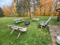 Outside around the fire pit.