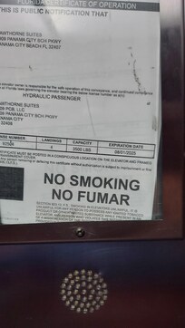 Elevator expiration date!