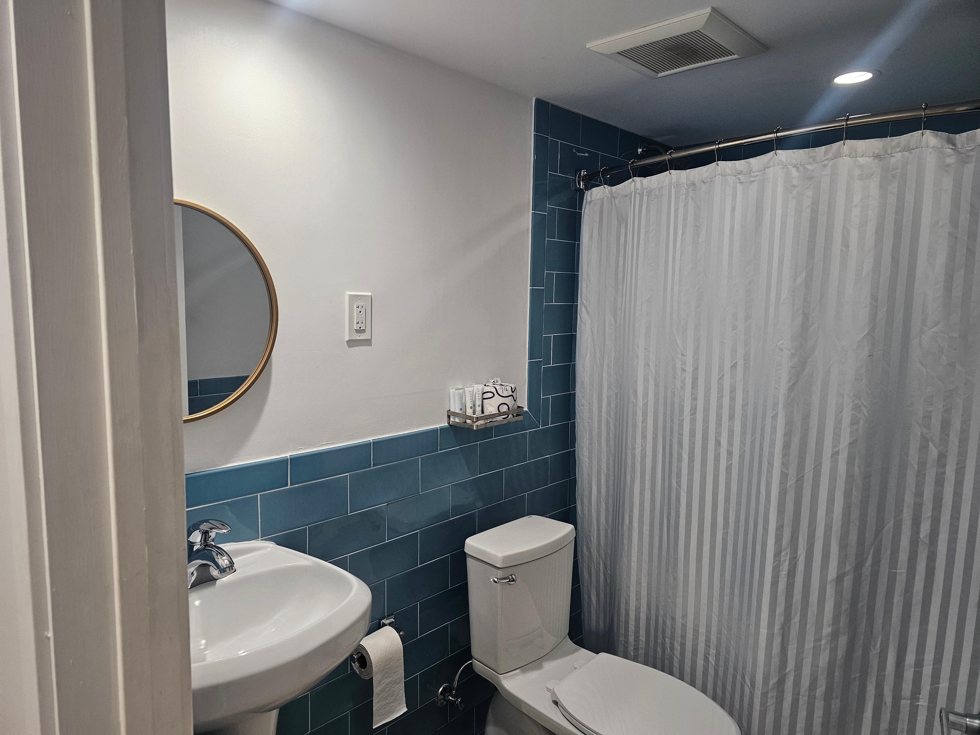 Small bathroom, but huge shower
