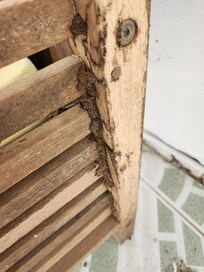 Mobilier mangé par les termites.