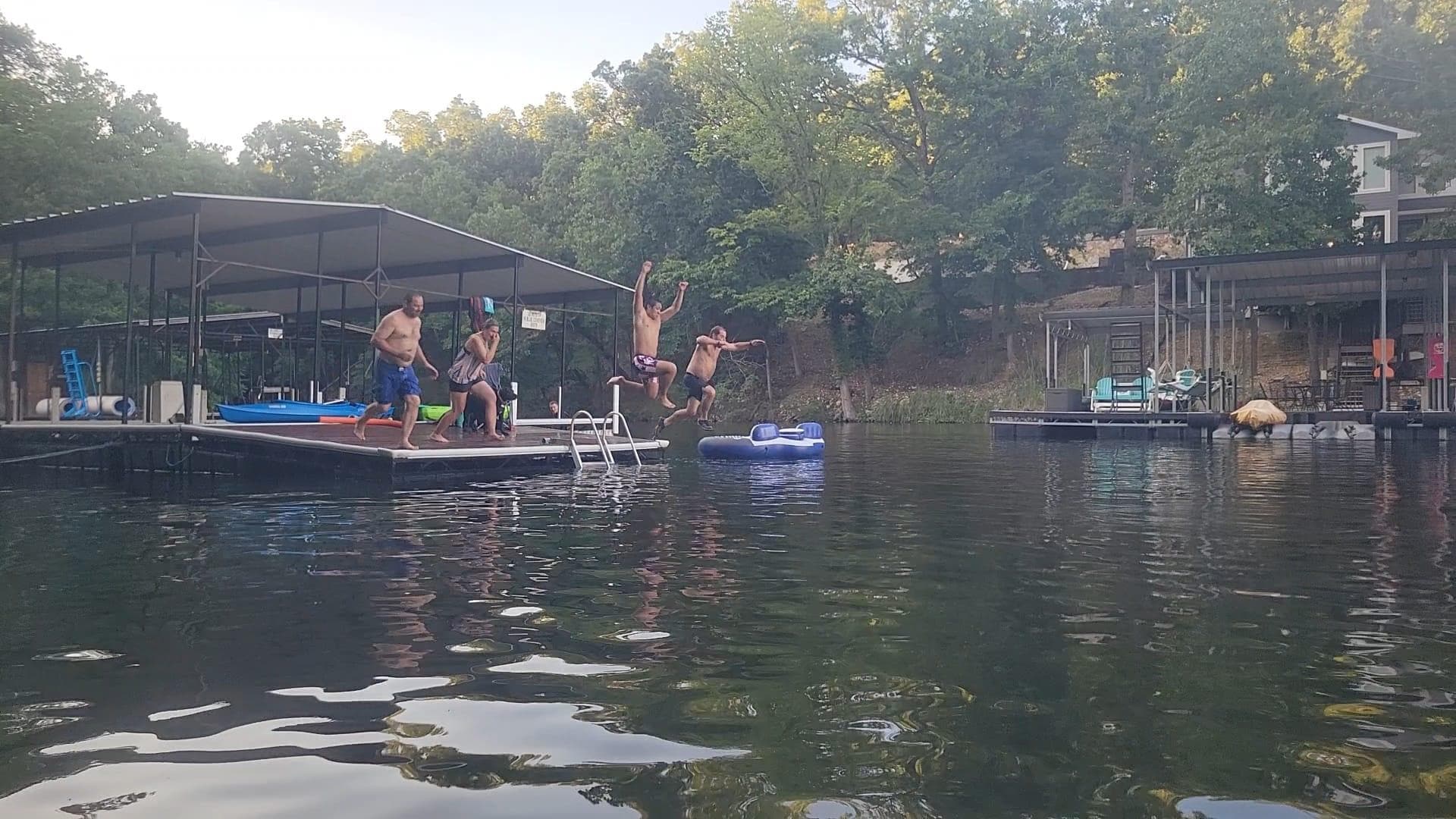 Swimming at the dock