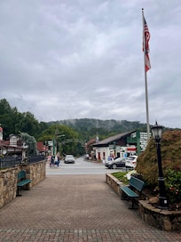 Downtown Helen looking towards the mountains in the north.
