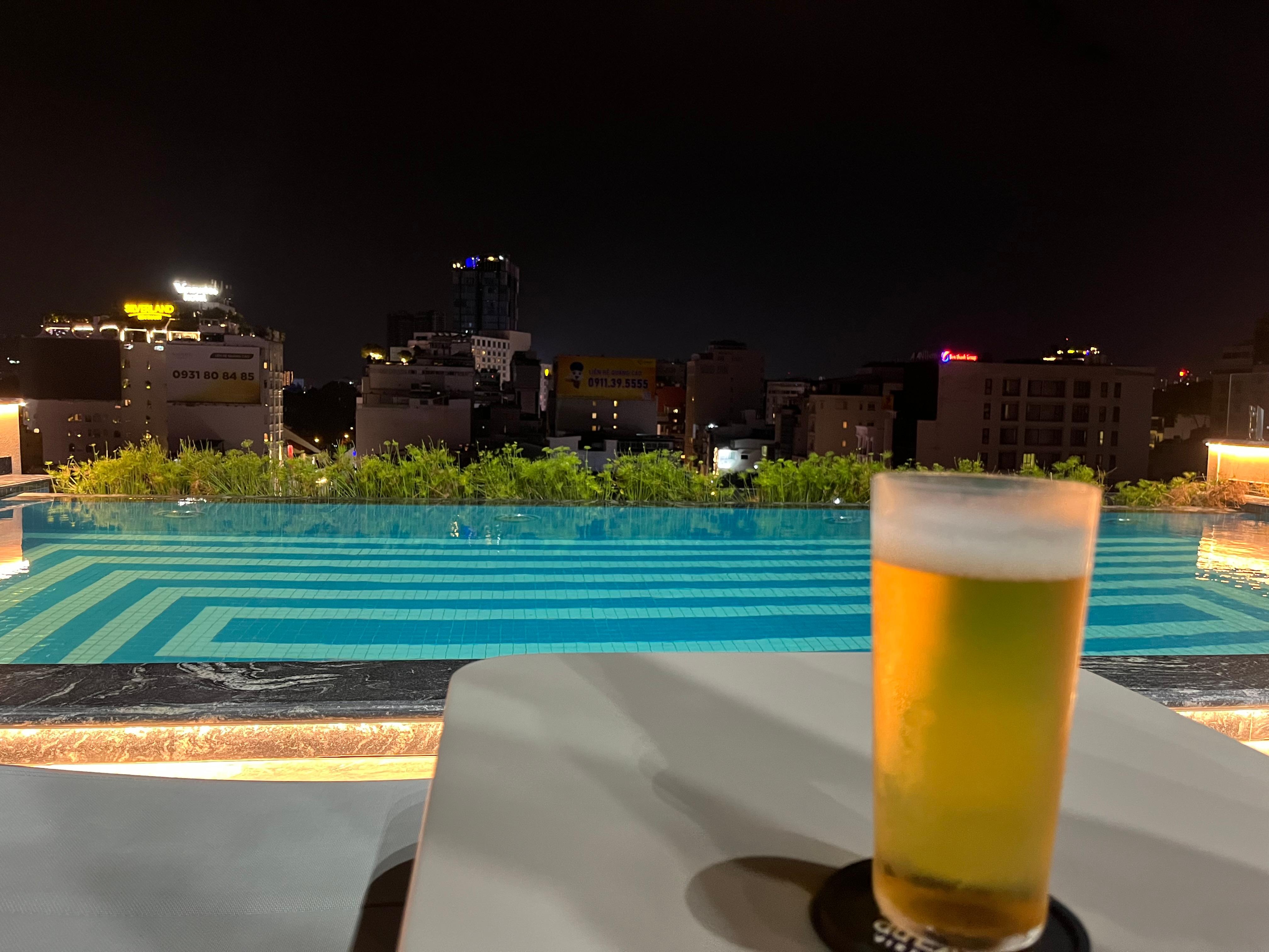 Evening drik from the sky bar by the sky pool